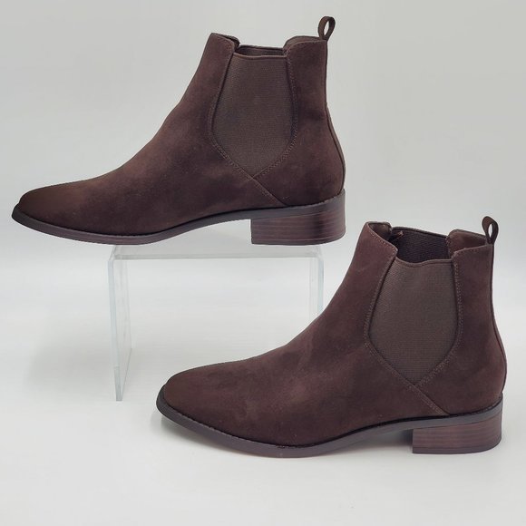 Ann Taylor LOFT Outlet Chelsea Chocolate Brown Suede-like Bootie - Picture 12 of 15